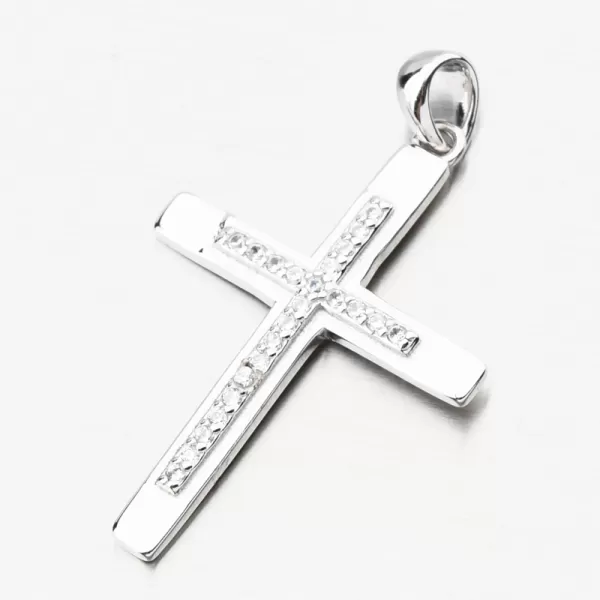 Strieborný príveskový kríž s zirkónmi PKL-3159
