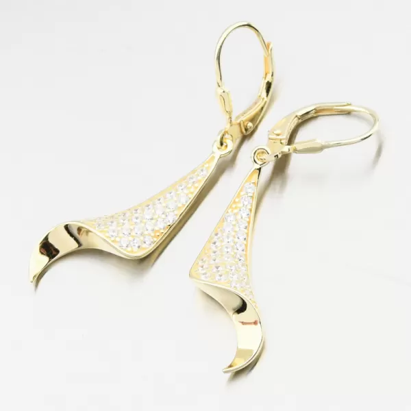 Zlákané čalúnenie strieborné náušnice so zirkónmi PKL-2225