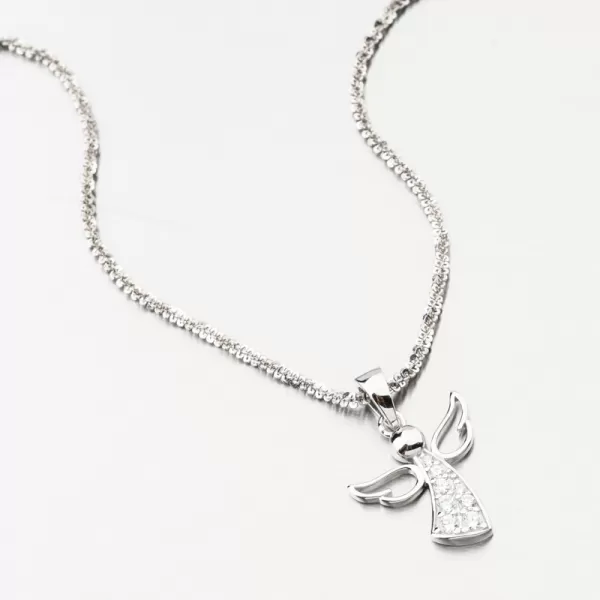 Strieborný prívesok Anjel s zirkónmi PKL-3160