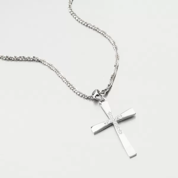 Strieborný príveskový kríž s zirkónmi PKL-3156