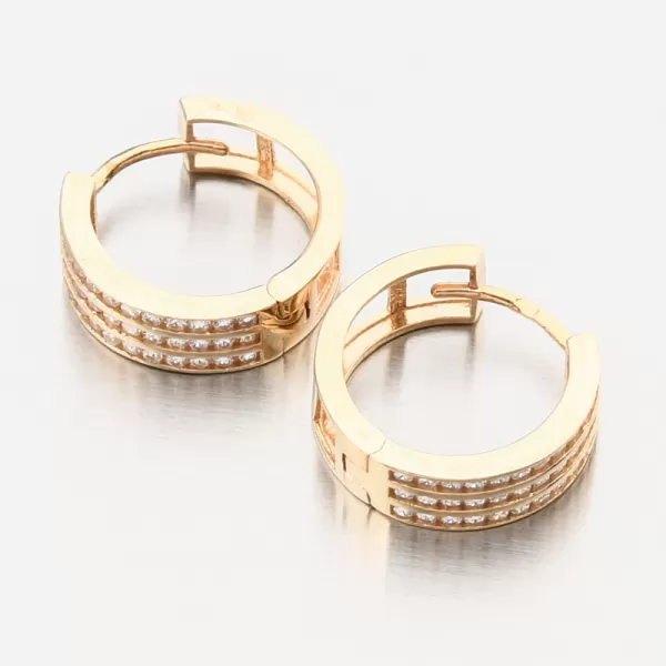 Zlaté náušnice kruhov so zirkónmi PKL22-060