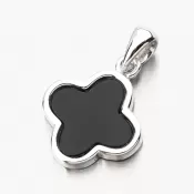 Strieborný prívesok štvorlístok Clover s Onyx PKL-3153