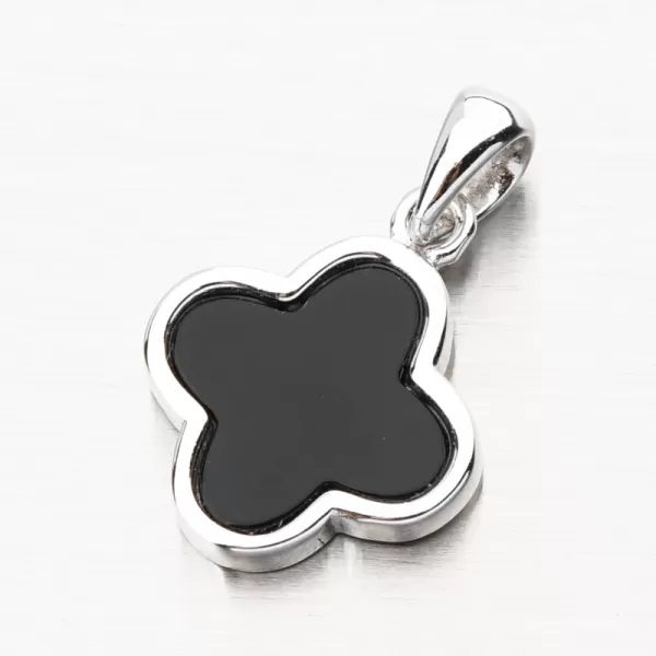 Strieborný prívesok štvorlístok Clover s Onyx PKL-3153