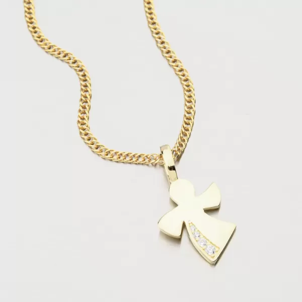 Pozlátený strieborný prívesok anjel s zirkónmi PKL-3163