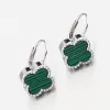 Strieborné náušnice Štyri listové ďatelina s Malachite PKL-2226