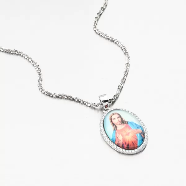 Strieborný prívesok Ježiš Kristus s zirkónmi PKL-3154