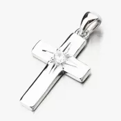 Strieborný prívesok s krížom s zirkónom PKL-3155