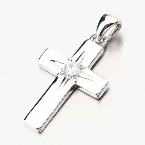 Strieborný prívesok s krížom s zirkónom PKL-3155