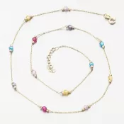 Zlatý náhrdelník s farebnými zirkónmi PKL25-007