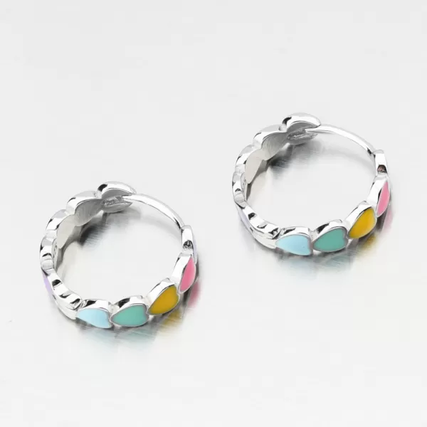 Strieborné kruhy s farebnými srdiečkami PKL-2234