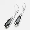 Strieborné náušnice s čiernym kryštálom PKL-2258