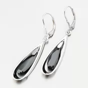 Strieborné náušnice s čiernym kryštálom PKL-2258