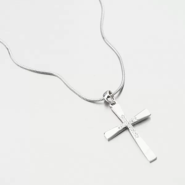 Strieborný príveskový kríž s zirkónmi PKL-3156