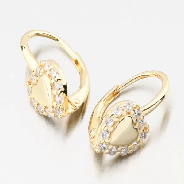 Prilepené strieborné náušnice srdcom so zirkónmi PKL-2251