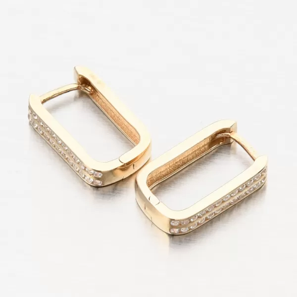 Zlaté štvorcové náušnice so zirkónmi PKL22-067