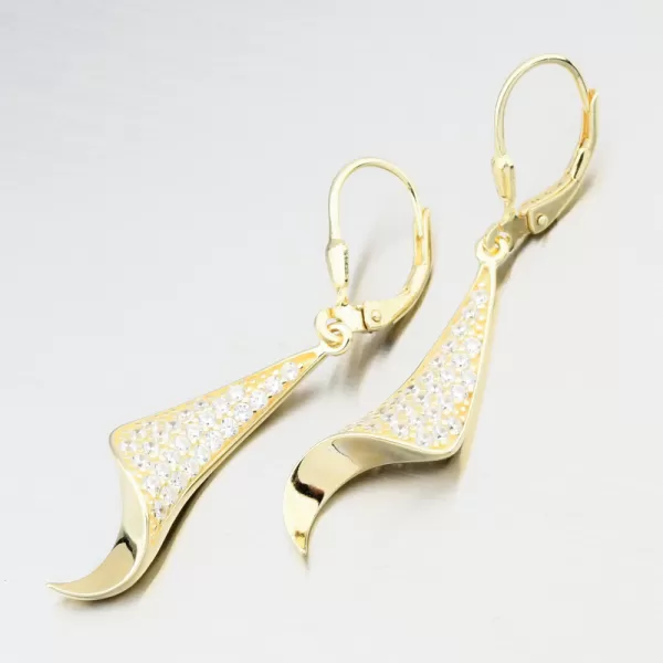 Zlákané čalúnenie strieborné náušnice so zirkónmi PKL-2225