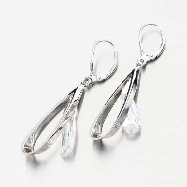 Strieborné náušnice s kryštálom PKL-2266