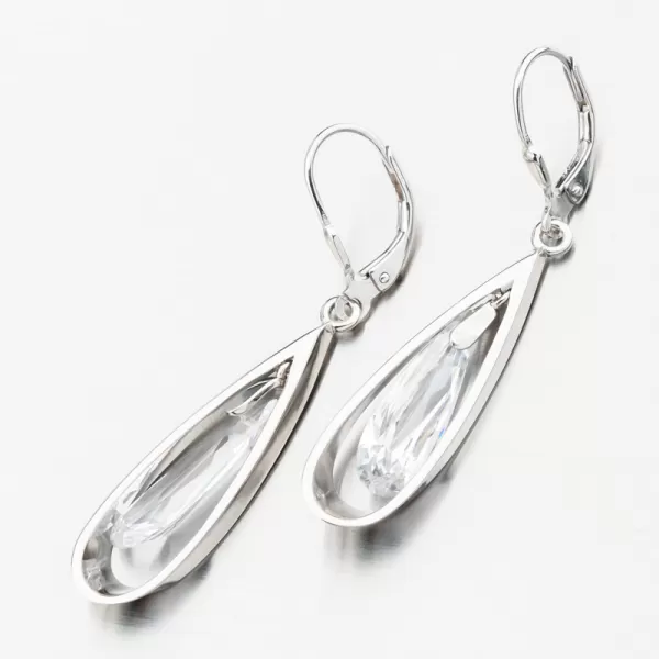 Strieborné náušnice s kryštálom PKL-2266