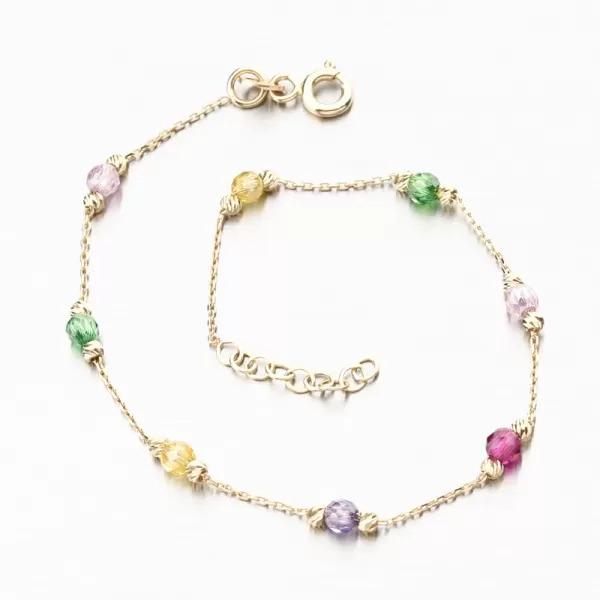 Zlatý náramok s farebnými zirkónmi PKL24-041