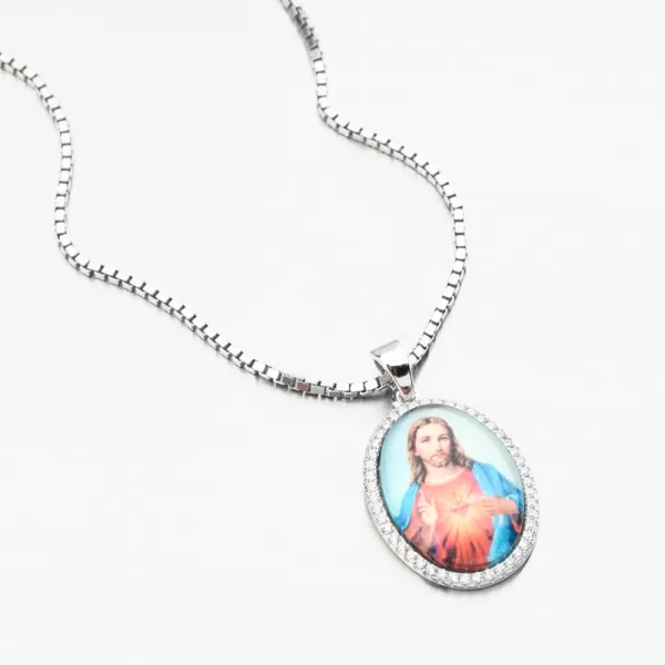 Strieborný prívesok Ježiš Kristus s zirkónmi PKL-3154