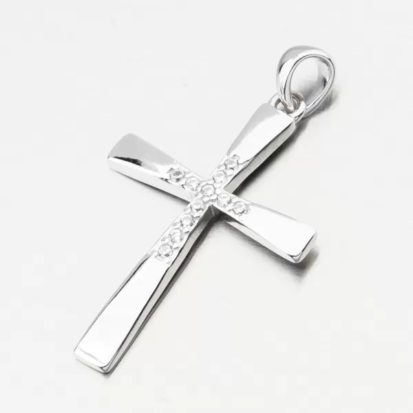 Strieborný príveskový kríž s zirkónmi PKL-3156