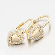 Prilepené strieborné náušnice srdcom so zirkónmi PKL-2251