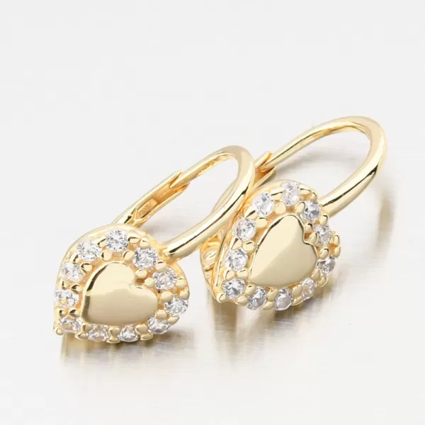 Prilepené strieborné náušnice srdcom so zirkónmi PKL-2251