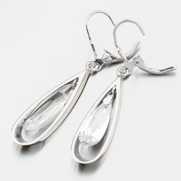 Strieborné náušnice s kryštálom PKL-2266