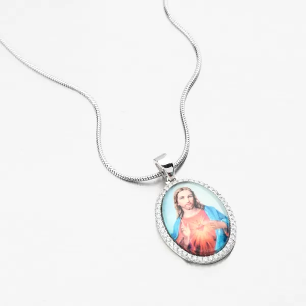 Strieborný prívesok Ježiš Kristus s zirkónmi PKL-3154