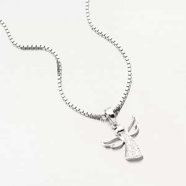 Strieborný prívesok Anjel s zirkónmi PKL-3160