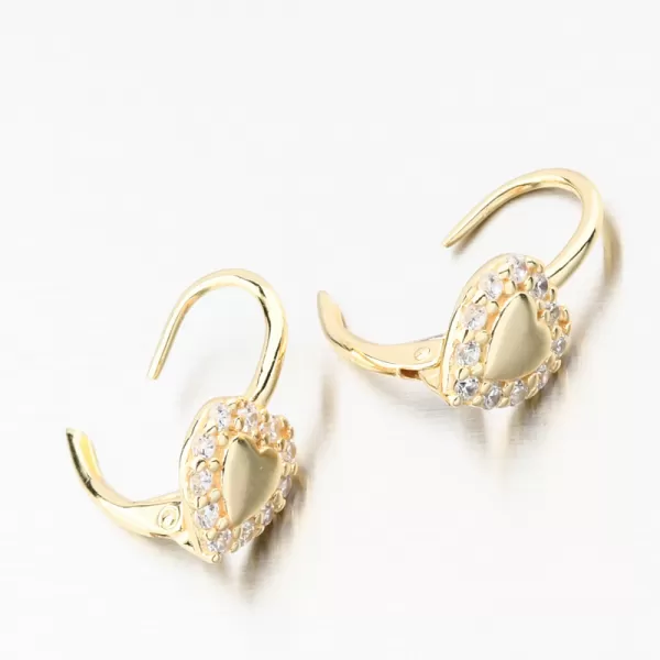 Prilepené strieborné náušnice srdcom so zirkónmi PKL-2251