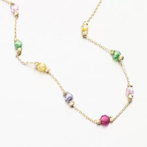 Zlatý náramok s farebnými zirkónmi PKL24-041