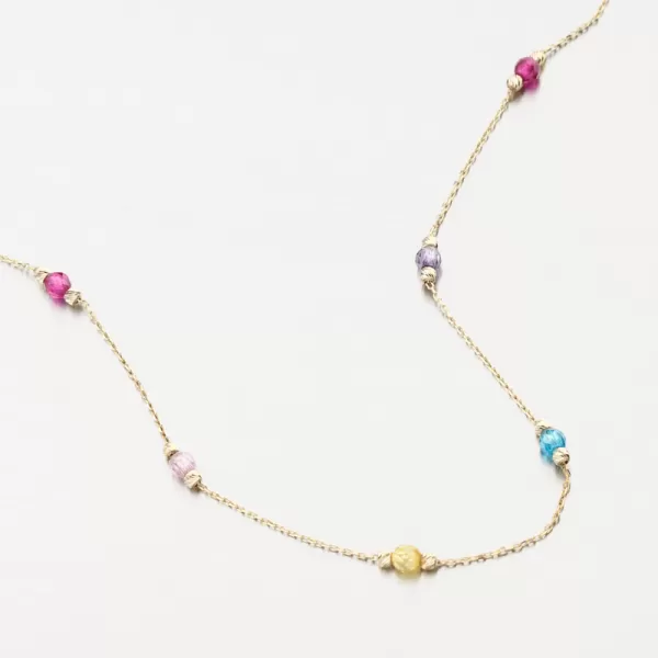 Zlatý náhrdelník s farebnými zirkónmi PKL25-007
