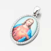 Strieborný prívesok Ježiš Kristus s zirkónmi PKL-3154