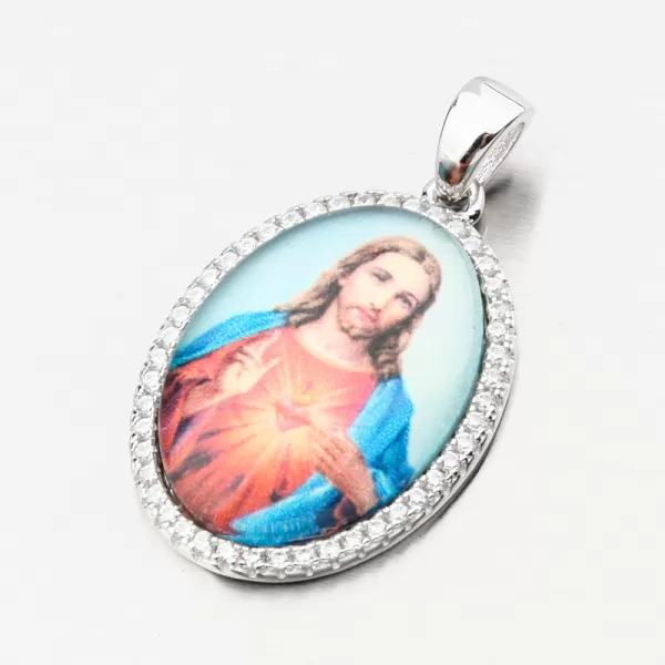 Strieborný prívesok Ježiš Kristus s zirkónmi PKL-3154