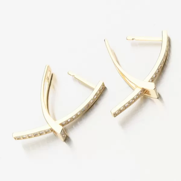 Zlákané strieborné náušnice so zirkónmi PKL-2239