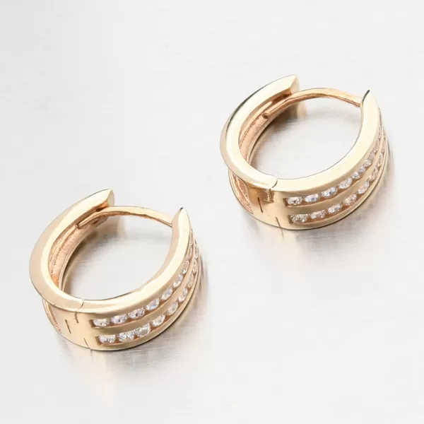 Zlaté náušnice kruhov so zirkónmi PKL22-071