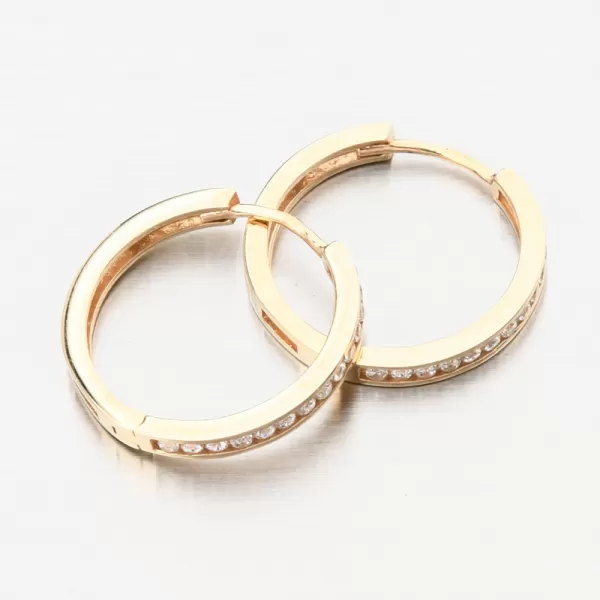 Zlaté náušnice kruhov so zirkónmi PKL22-054