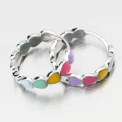 Strieborné kruhy s farebnými srdiečkami PKL-2234