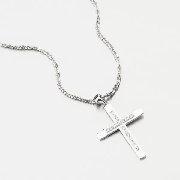 Strieborný príveskový kríž s zirkónmi PKL-3159