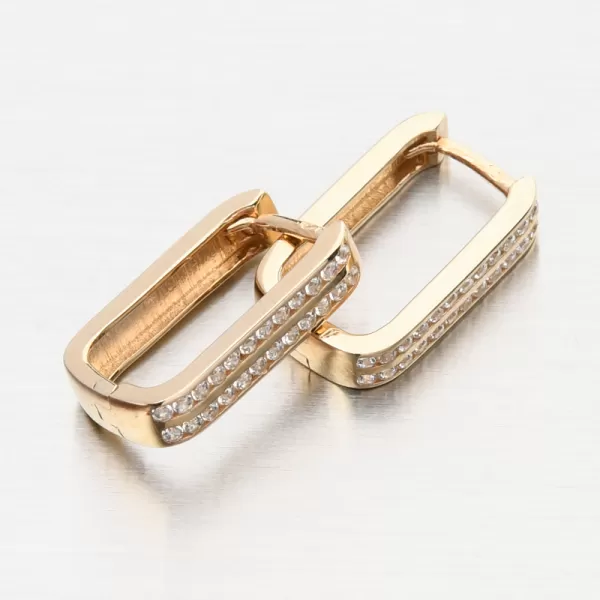 Zlaté štvorcové náušnice so zirkónmi PKL22-067