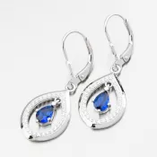 Čalúnenie strieborných náušníc so zafírmi a zirkónmi PKL-2255