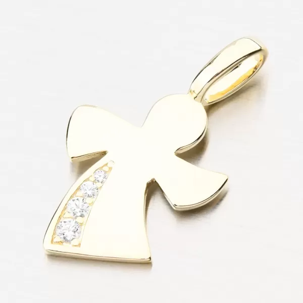 Pozlátený strieborný prívesok anjel s zirkónmi PKL-3163